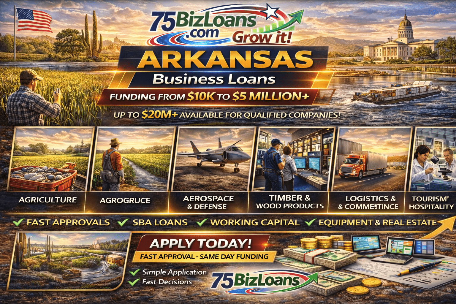 Arkansas business loans fast funding equipment financing SBA loans working capital