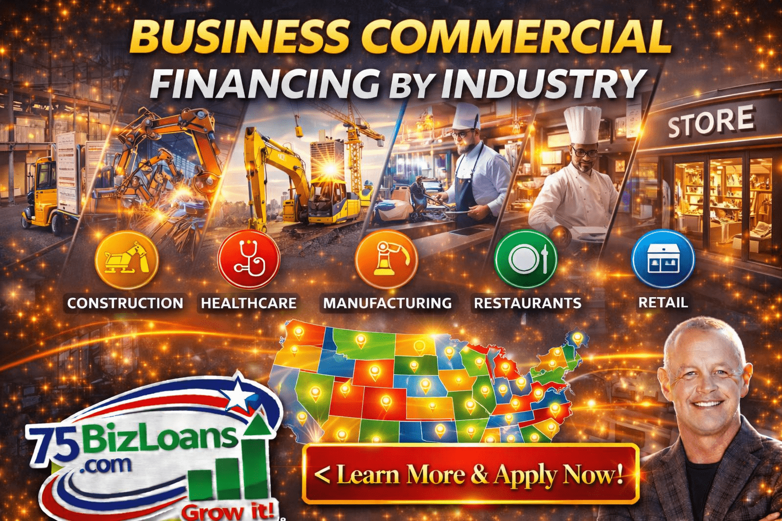 Business commercial financing by industry including construction healthcare manufacturing restaurant and retail business loans nationwide