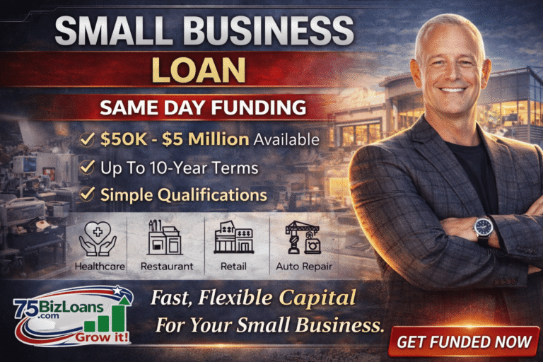 Small Business Loan same day funding up to $5 million for healthcare, retail, restaurants and contractors