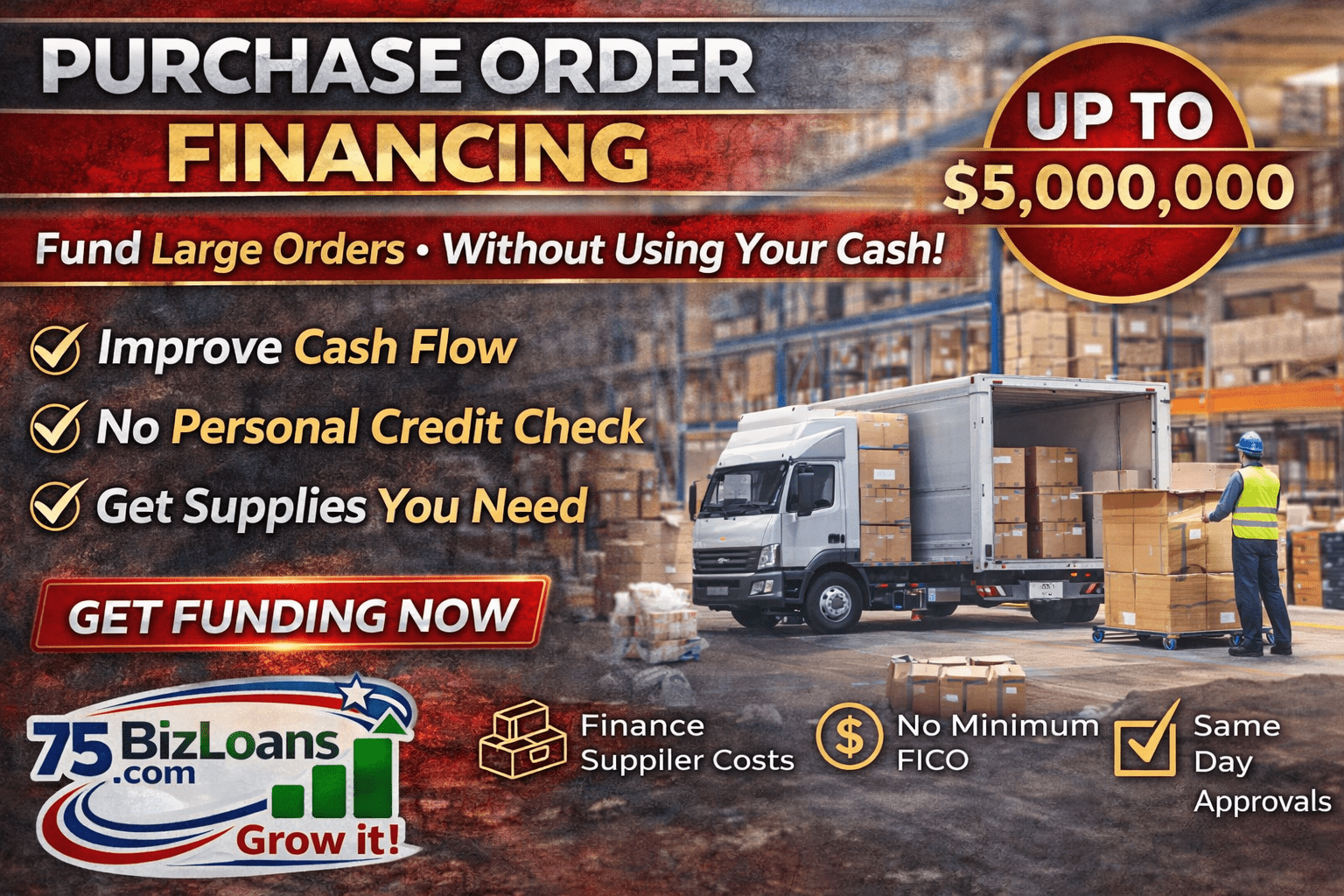 Purchase Order Financing for manufacturing and wholesale businesses fulfilling large customer orders