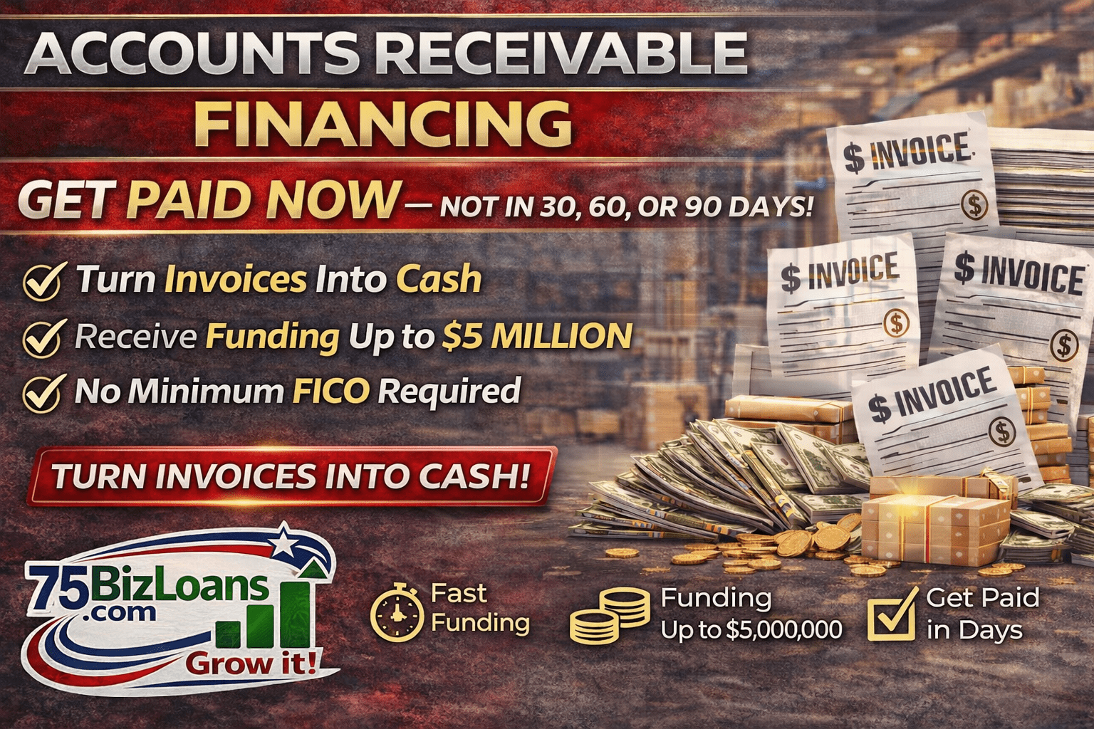 Accounts Receivable Financing for manufacturing, staffing and logistics companies needing working capital