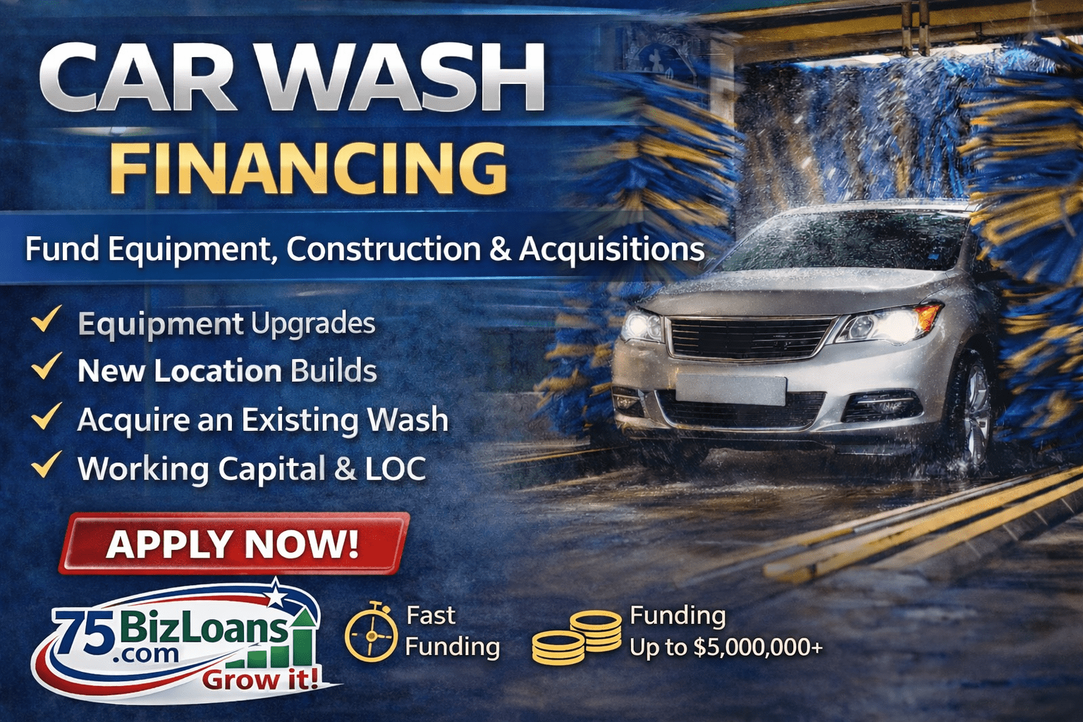 car wash financing for automatic wash tunnel equipment and expansion