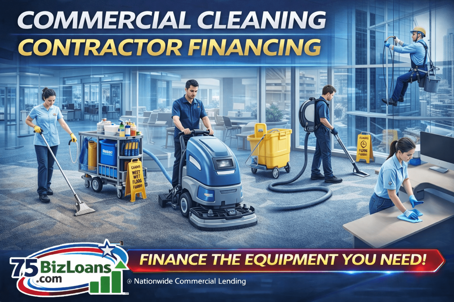 commercial cleaning contractor financing janitorial equipment floor scrubbers cleaning machines service business funding