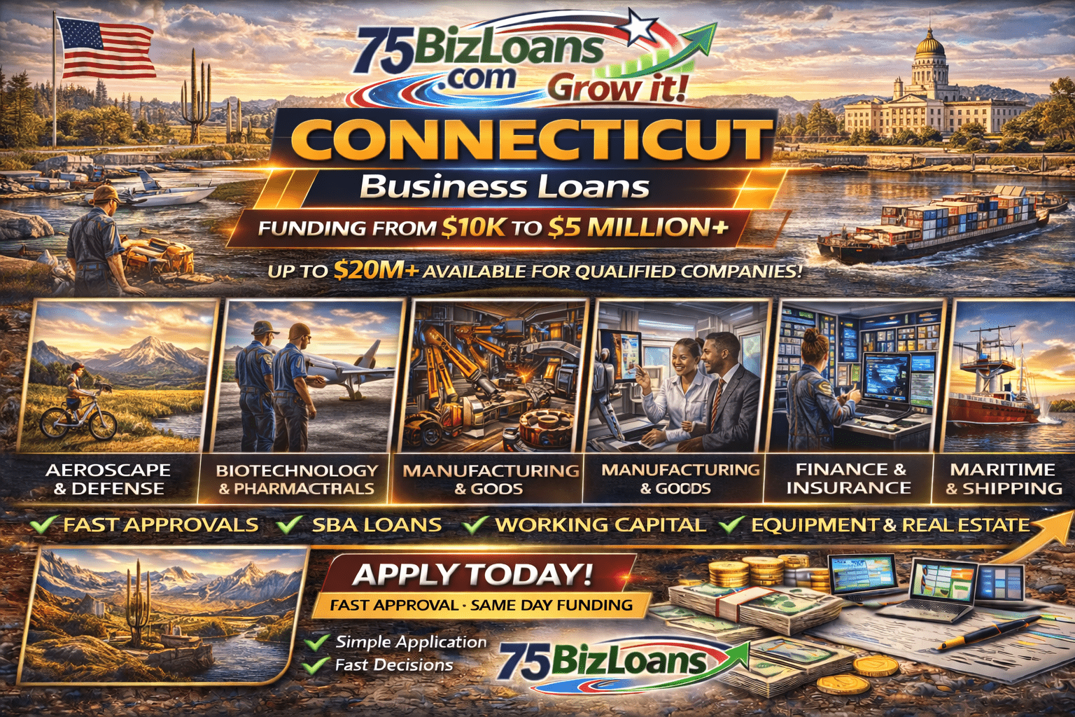 Connecticut business loans fast commercial funding equipment financing SBA loans working capital