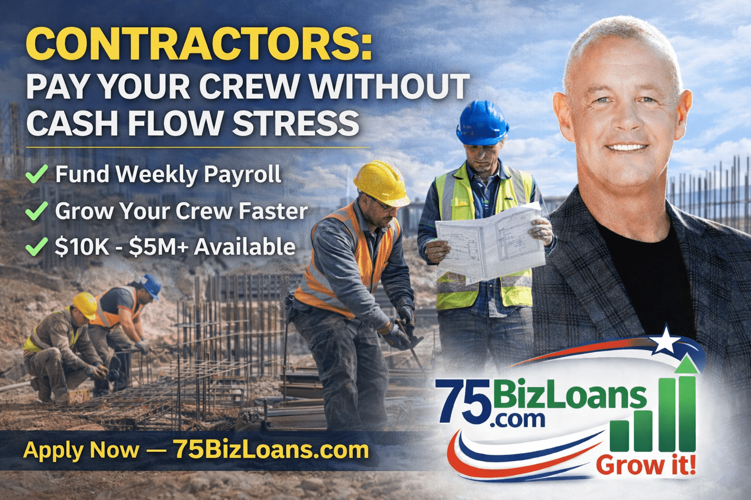 Construction payroll funding helping contractors pay job site crews and labor costs while waiting for project payments