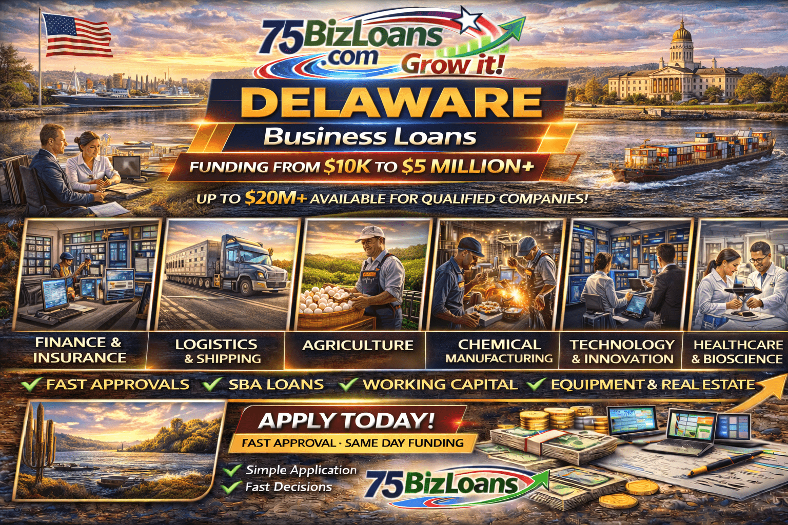 Delaware business loans fast commercial funding equipment financing SBA loans working capital