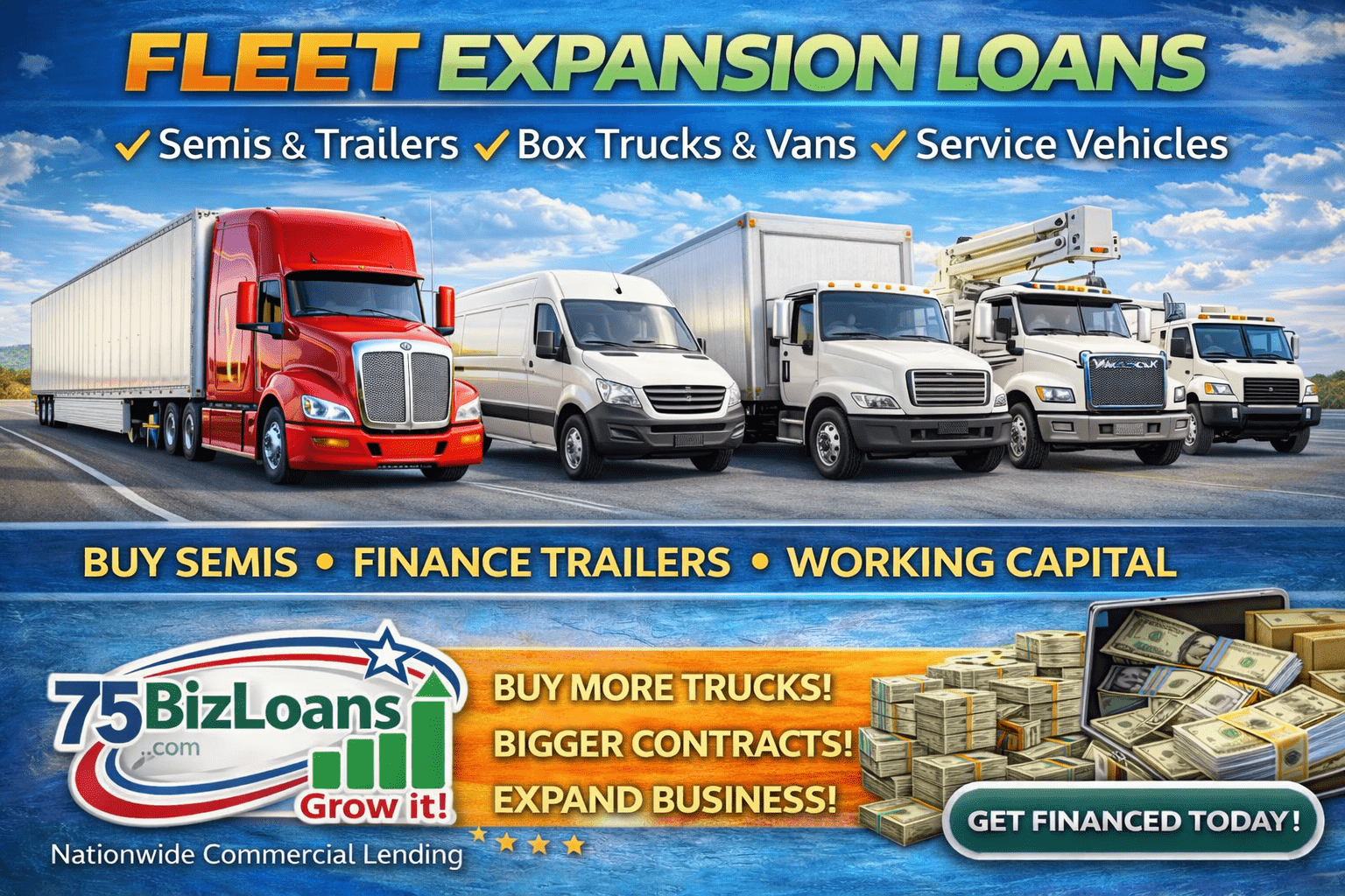 fleet expansion loans for trucking companies adding semi trucks trailers delivery vehicles