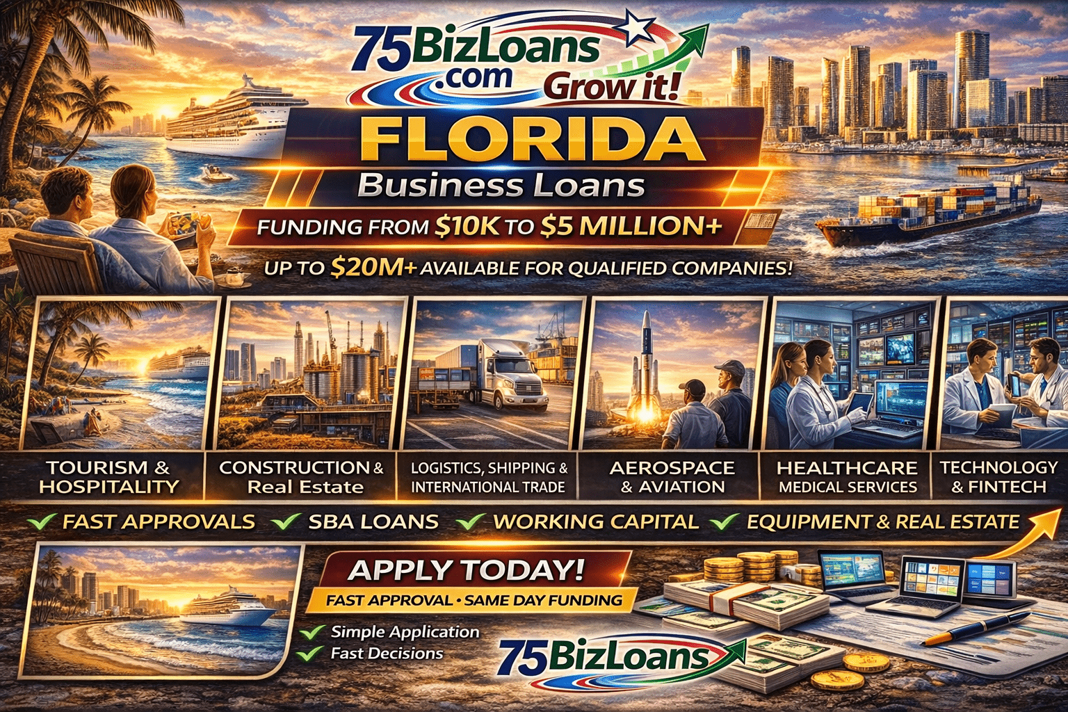 Florida business loans fast commercial funding equipment financing SBA loans working capital