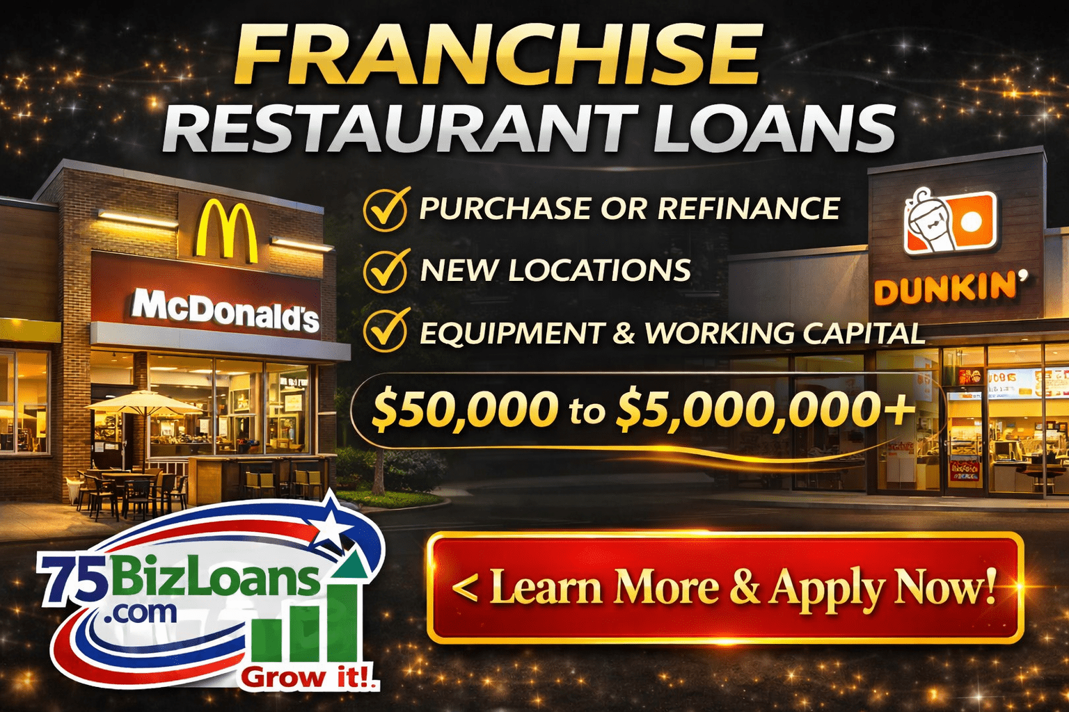 Franchise Restaurant Loans financing for fast food and quick service restaurant franchise owners