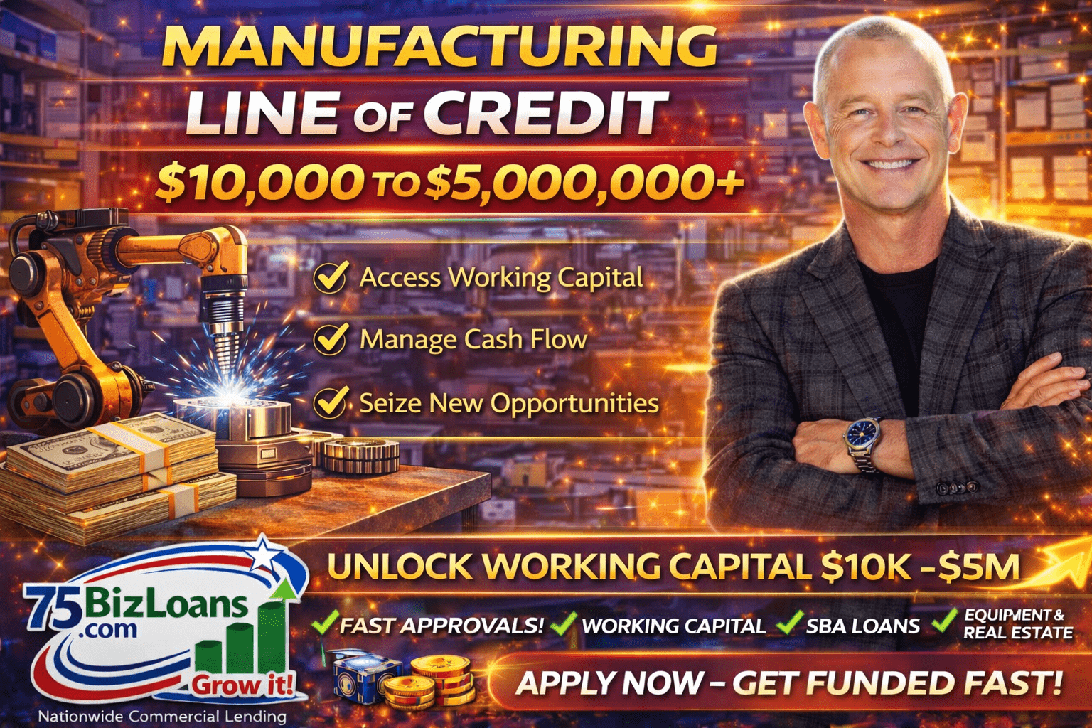 Manufacturing Line of Credit for payroll raw materials supplier payments and production growth