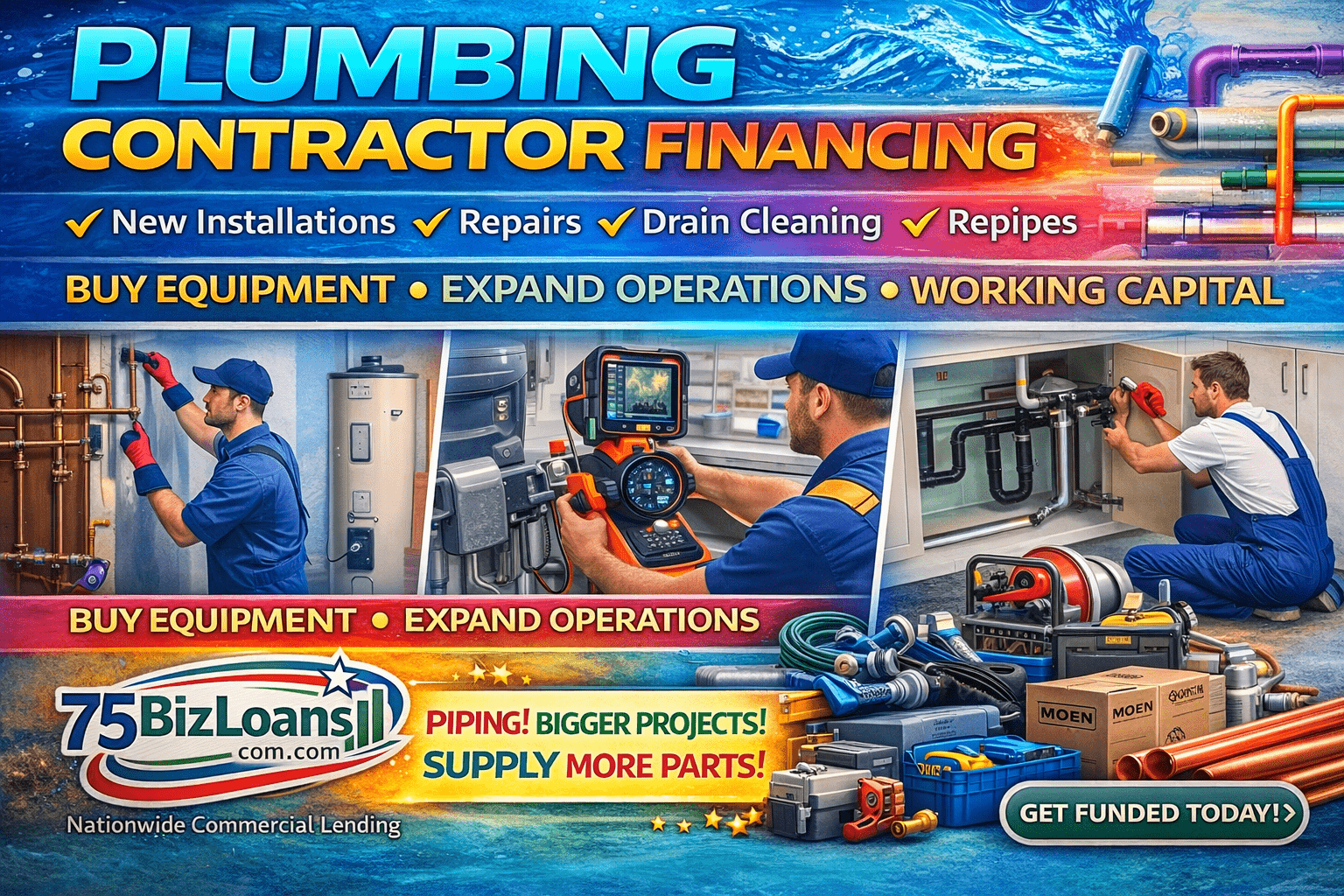 plumbing contractor financing trucks equipment payroll plumbing company expansion