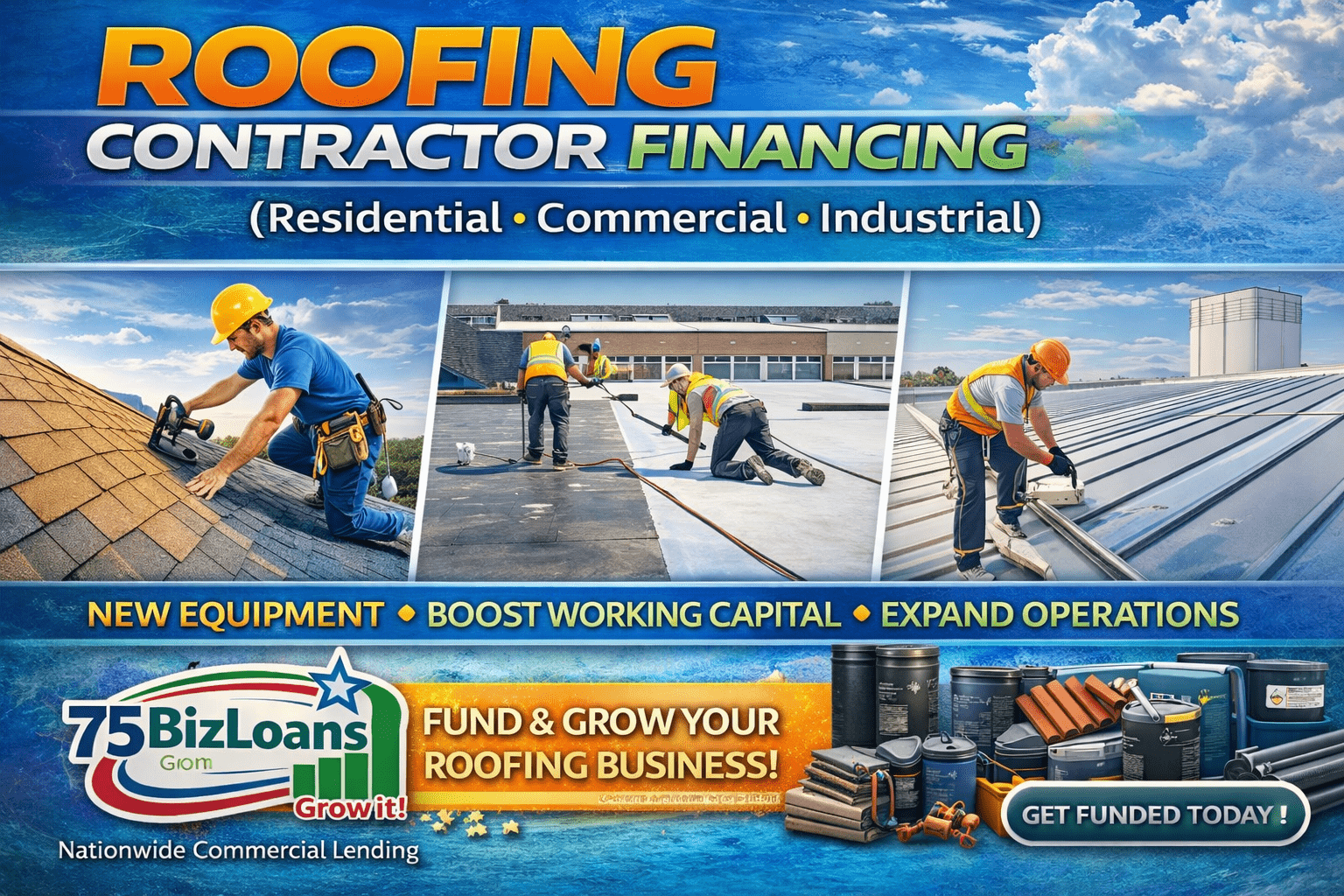 roofing contractor financing trucks equipment payroll roofing company expansion