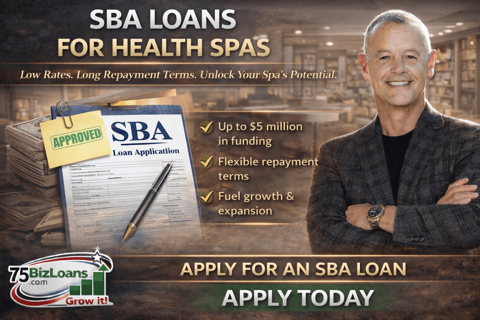 SBA Loans for Health Spas funding spa expansion equipment treatment rooms and working capital