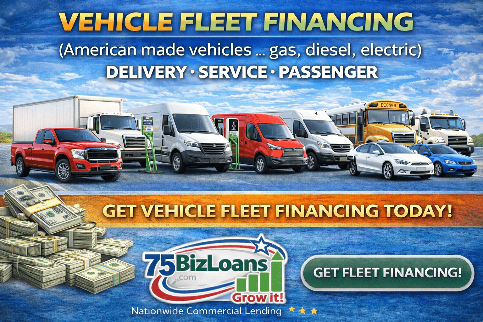 vehicle fleet financing delivery vans service trucks passenger vans box trucks electric fleet vehicles