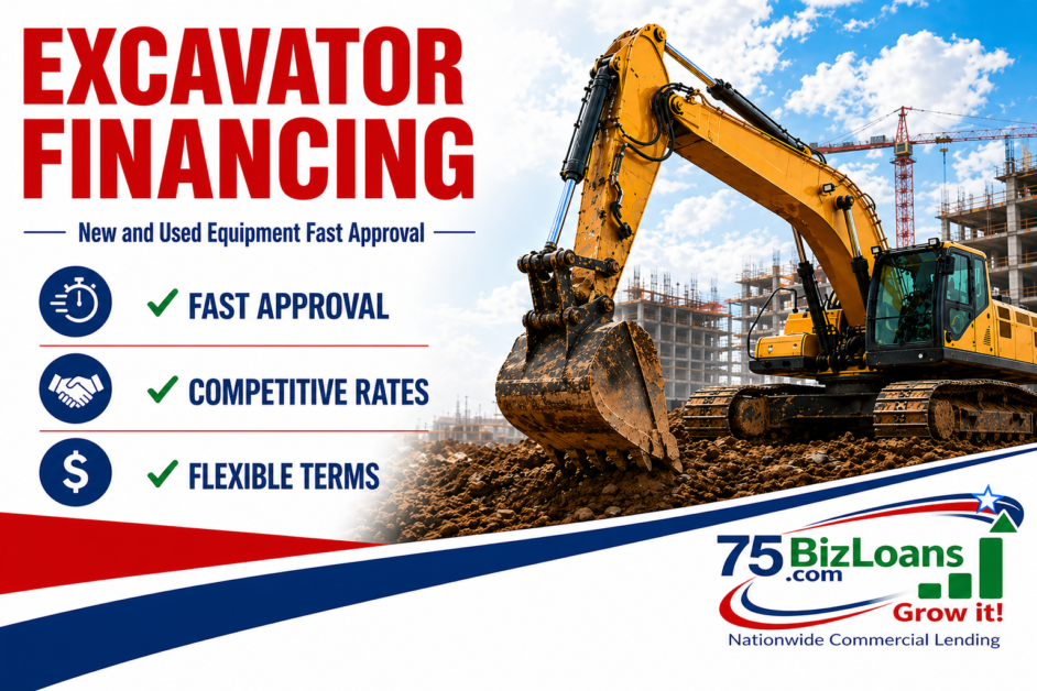 Excavator financing new and used equipment fast approval construction loan
