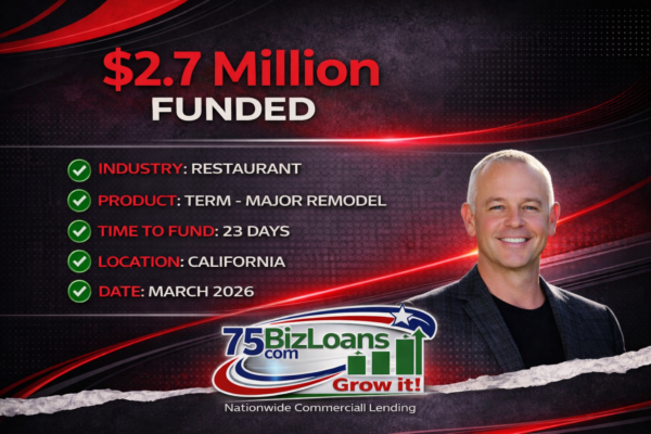 Restaurant remodel financing funded at $2.7 million in California for a major restaurant renovation completed in 23 days with fast business loan approval