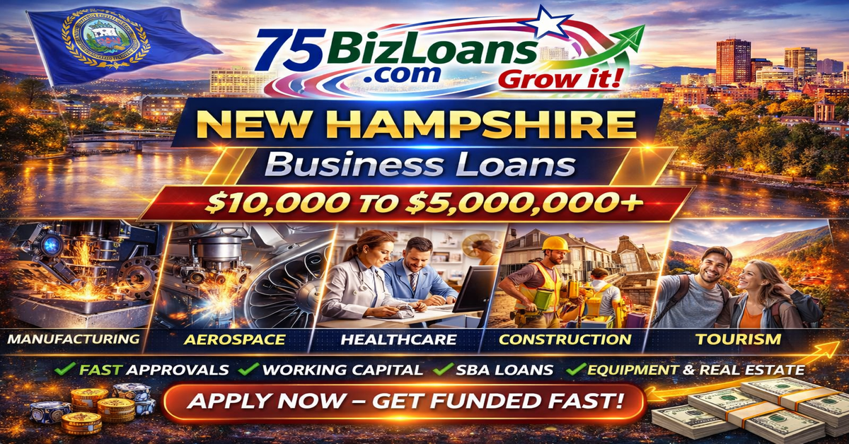 New Hampshire business loans for Manchester and Nashua manufacturing, tourism and tech businesses